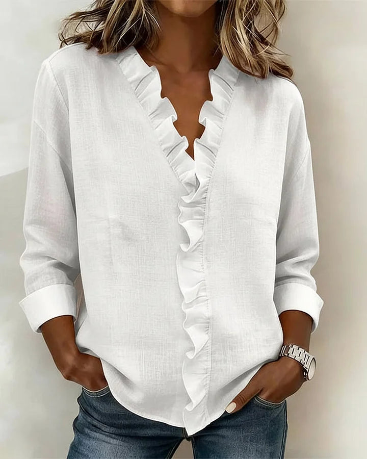 Ciara™ | Blusa con escote en V y delicados volantes