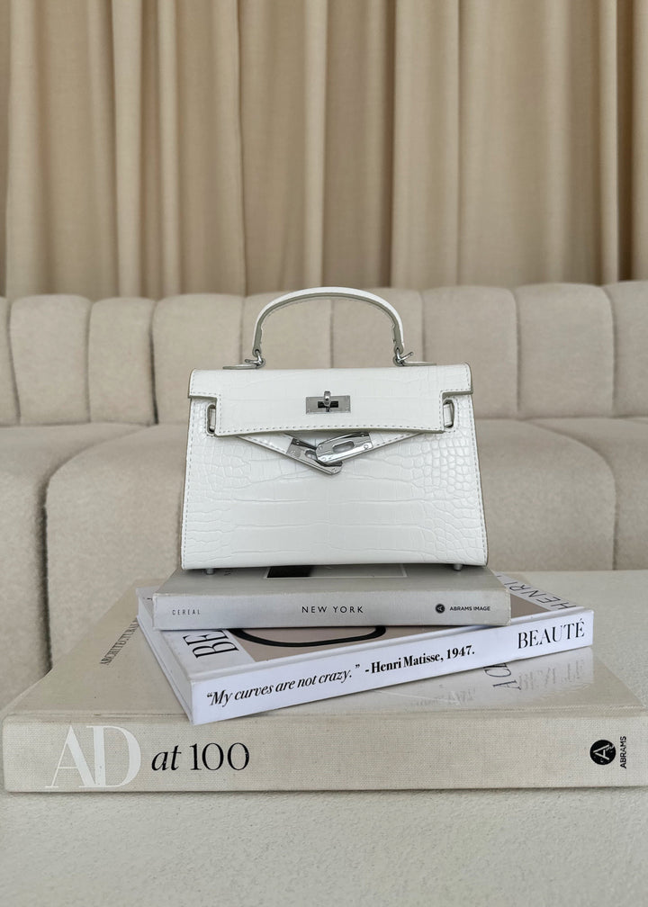 Kels Mini Hand Bag - White Croc
