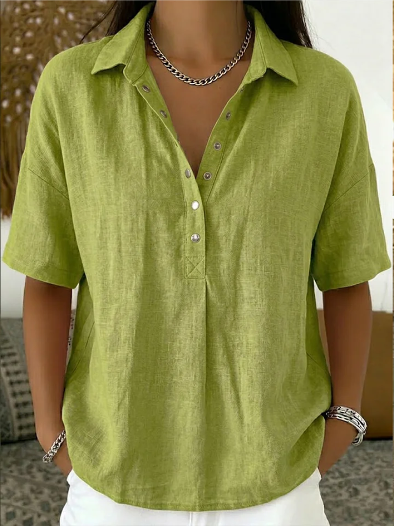 Alicia Maldonado® | Blusa con cuello y detalle de botones (¡TEMPORALMENTE 1+1 GRATIS!)