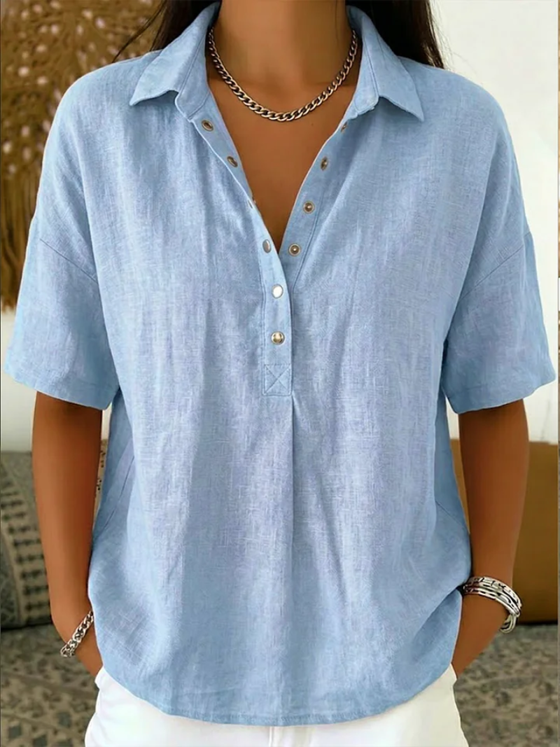 Alicia Maldonado® | Blusa con cuello y detalle de botones (¡TEMPORALMENTE 1+1 GRATIS!)