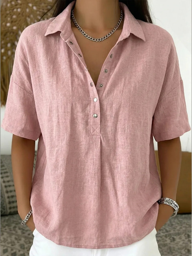 Alicia Maldonado® | Blusa con cuello y detalle de botones (¡TEMPORALMENTE 1+1 GRATIS!)