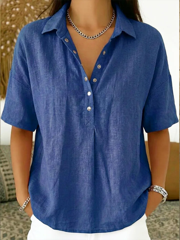 Alicia Maldonado® | Blusa con cuello y detalle de botones (¡TEMPORALMENTE 1+1 GRATIS!)