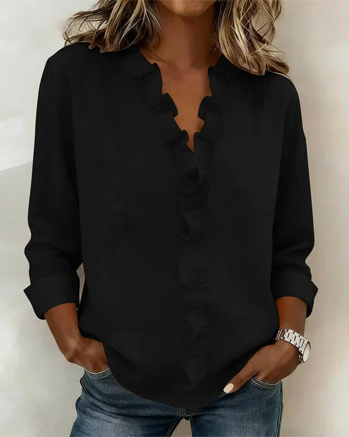 Ciara™ | Blusa con escote en V y delicados volantes