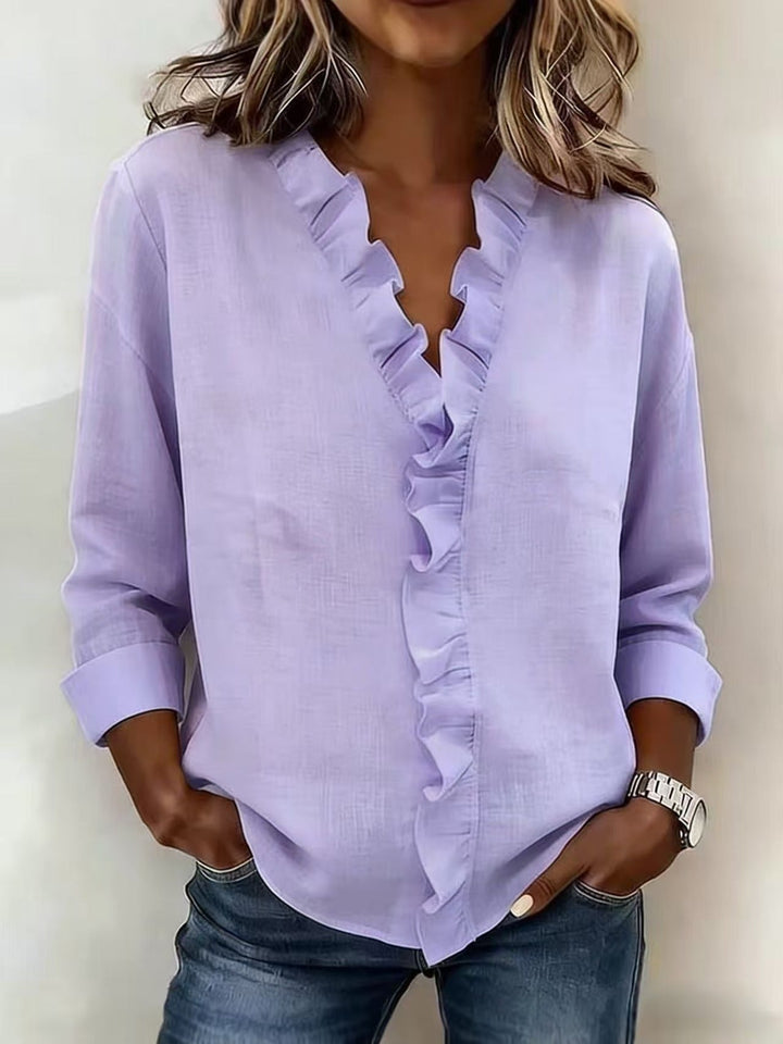 Ciara™ | Blusa con escote en V y delicados volantes