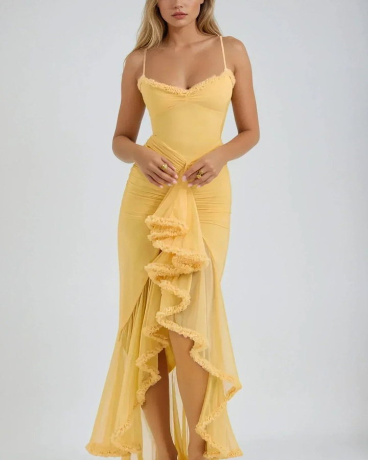 Chloe™ | Vestido amarillo de malla