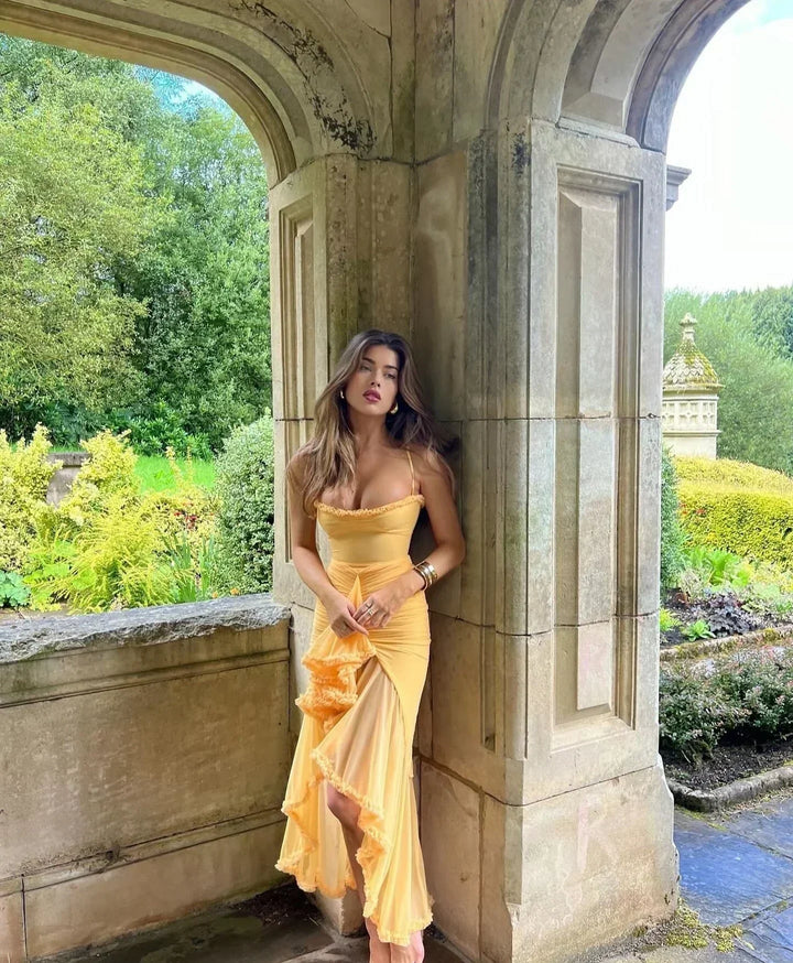 Chloe™ | Vestido amarillo de malla