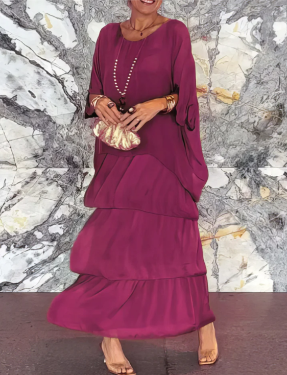 Sofía | Vestido largo fluido con volantes