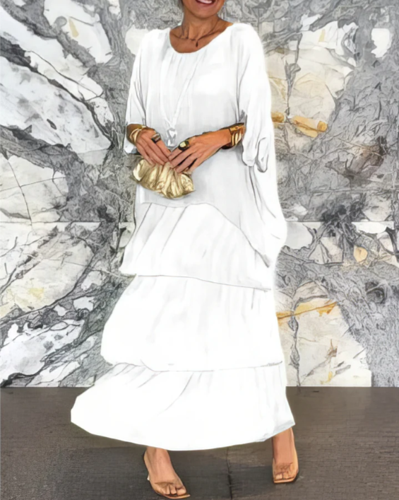 Sofía | Vestido largo fluido con volantes