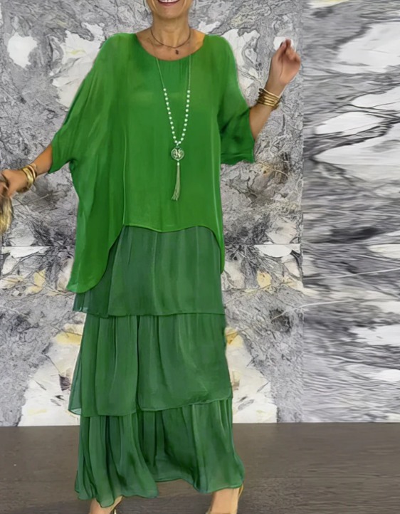 Sofía | Vestido largo fluido con volantes