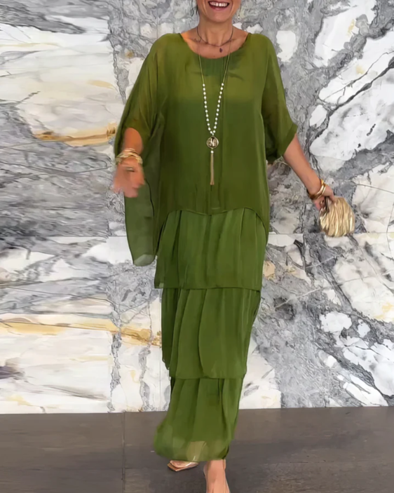 Sofía | Vestido largo fluido con volantes