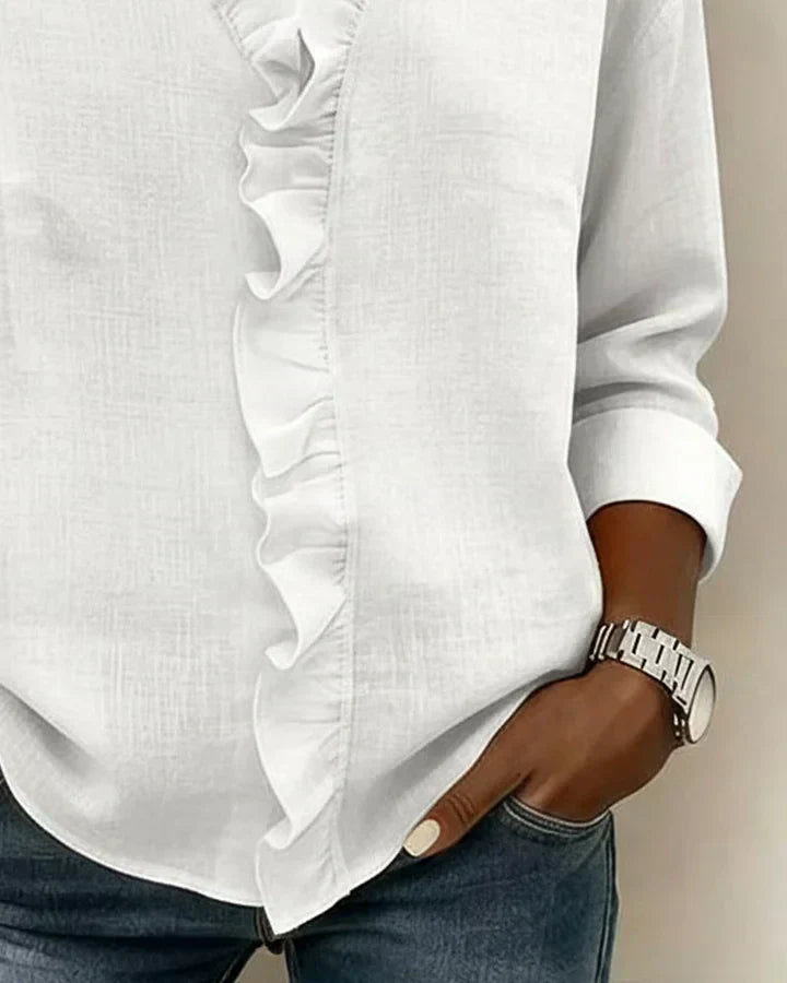 Ciara™ | Blusa con escote en V y delicados volantes