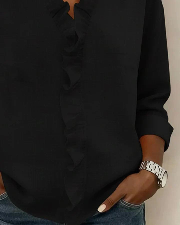 Ciara™ | Blusa con escote en V y delicados volantes