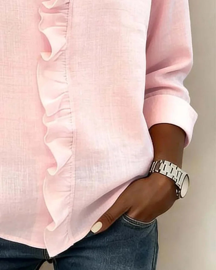Ciara™ | Blusa con escote en V y delicados volantes