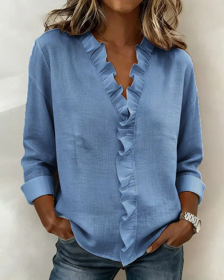 Ciara™ | Blusa con escote en V y delicados volantes