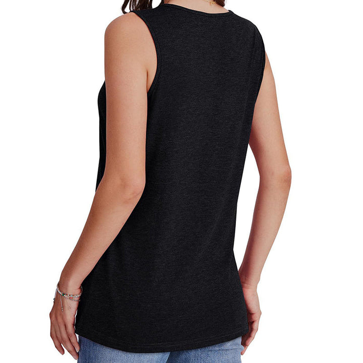 Blusa casual sin mangas para mujer con escote en V y ajuste holgado