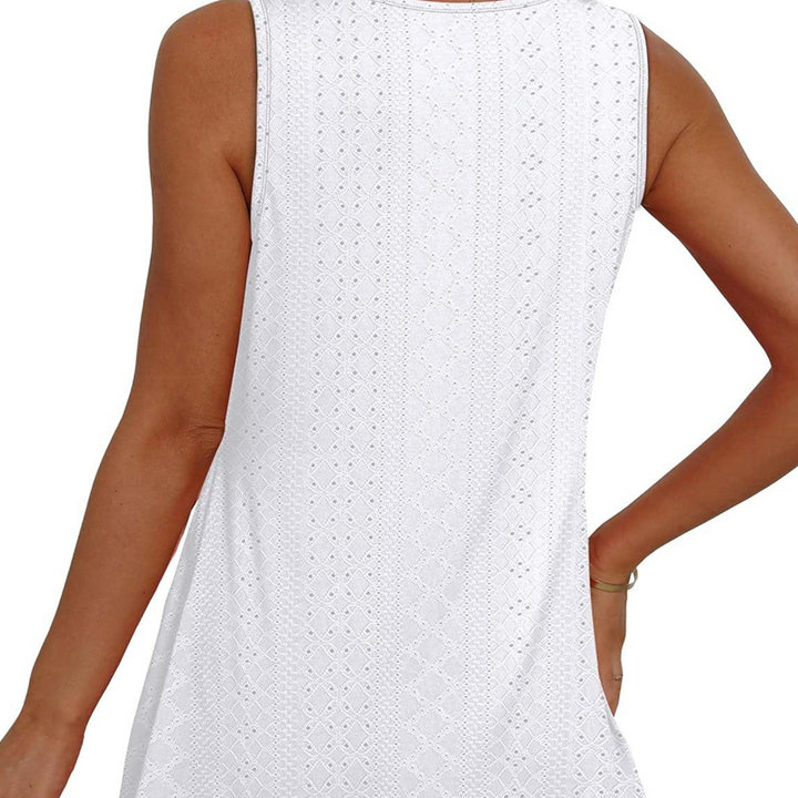 Blusa casual sin mangas para mujer con escote en V y volantes florales