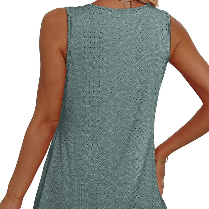 Blusa casual sin mangas para mujer con escote en V y volantes florales